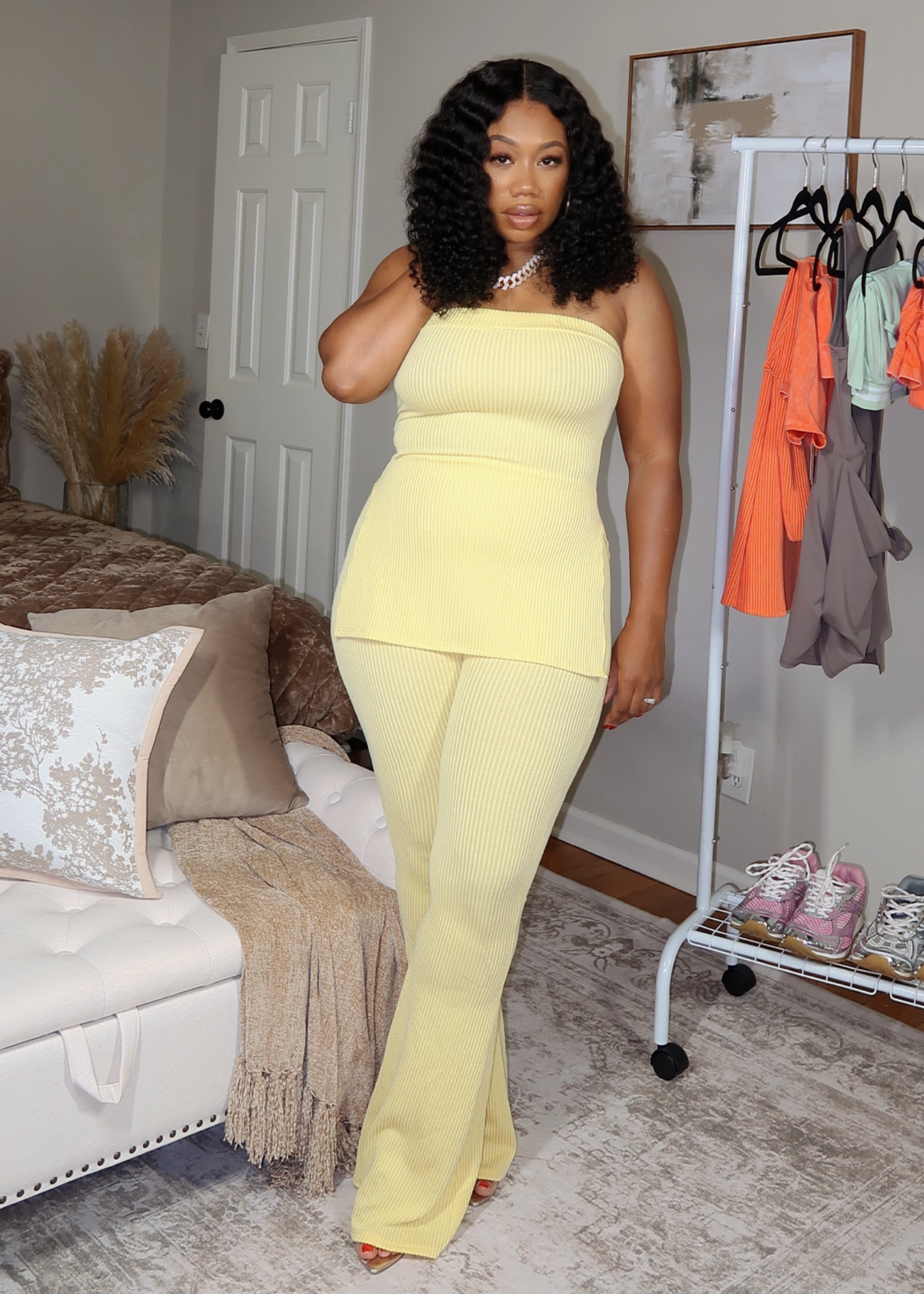 Ribbed Knit Flare Set