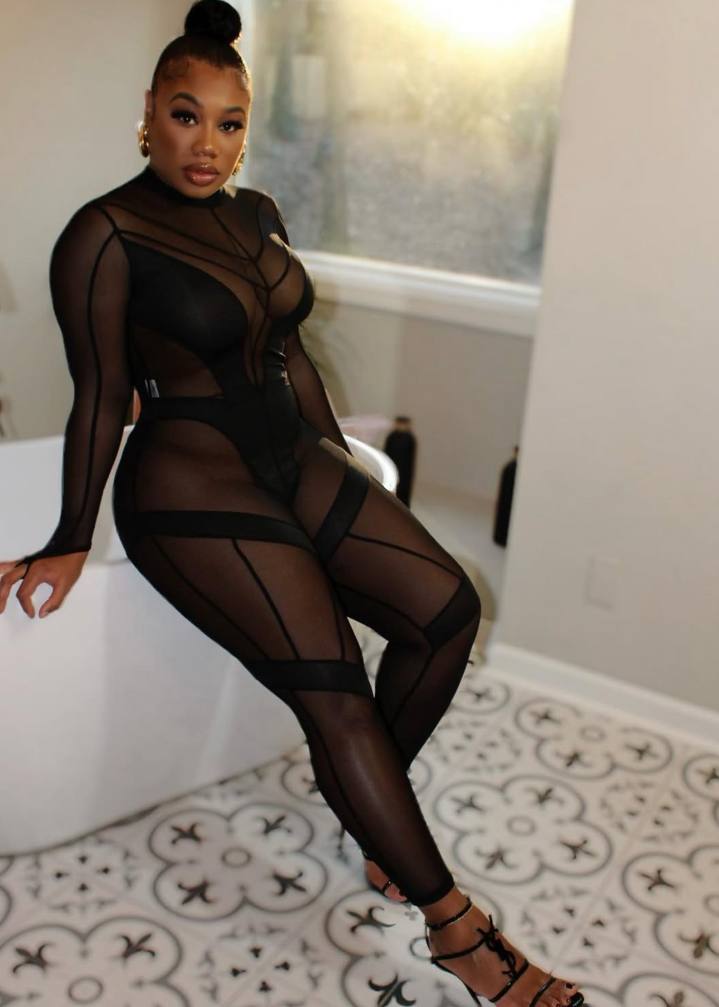 Feline Mesh Jumpsuit