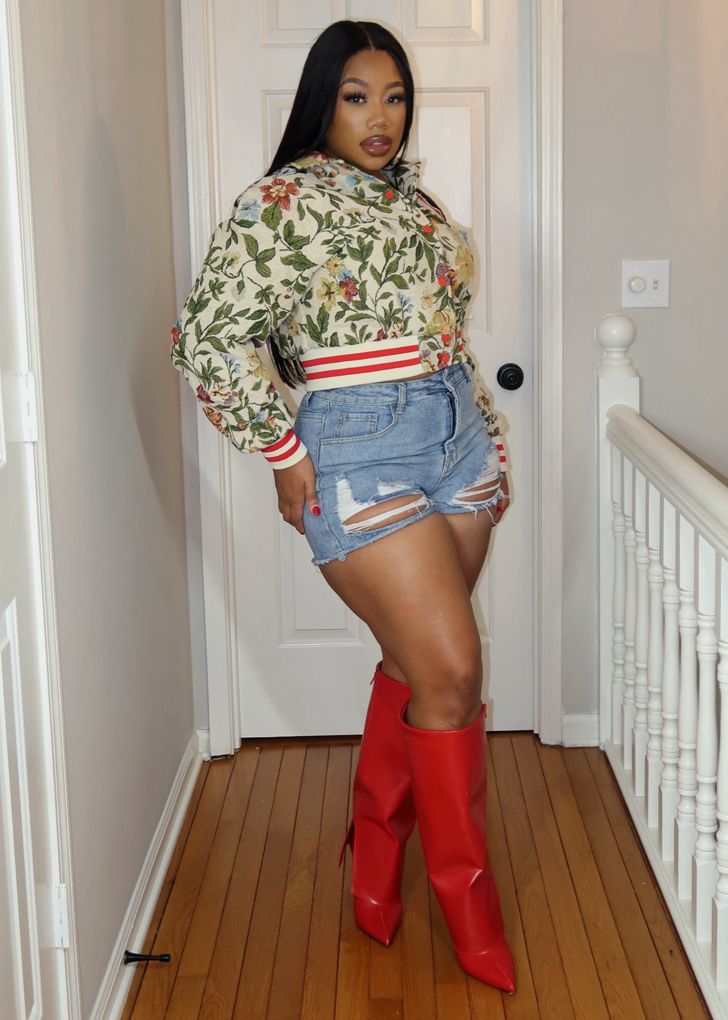 Floral Vintage Varsity Jacket S-2XL