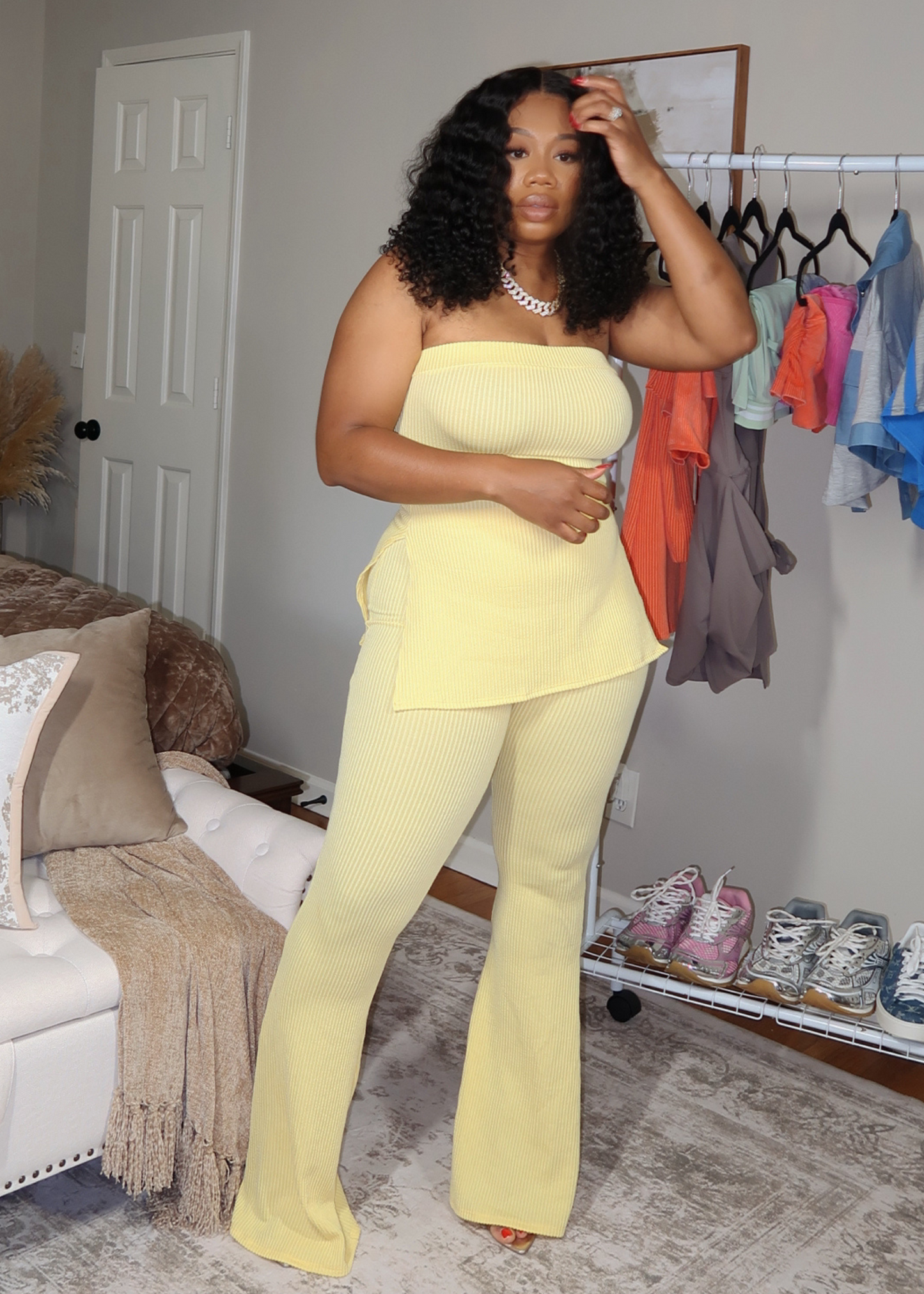 Ribbed Knit Flare Set