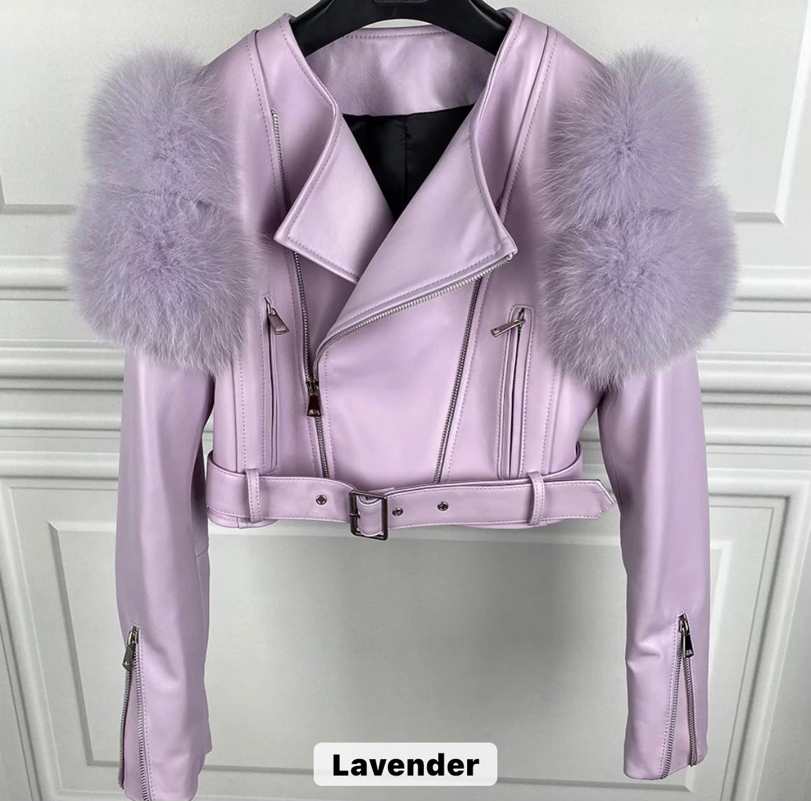 Gyrls Get Money - Genuine Leather Biker Jacket w/ Fox Fur