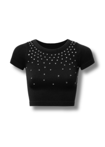 Rhinestone Short Sleeve Top