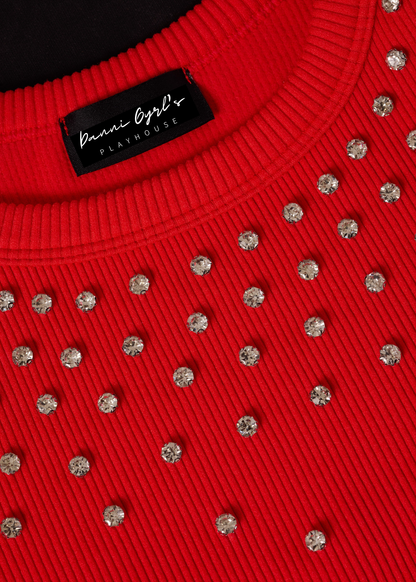 Rhinestone Short Sleeve Top