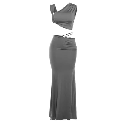 Maldives 2 piece Skirt Set -Grey