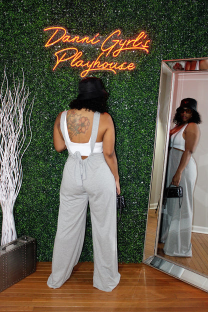 Cut it Out Jumpsuit- Heather Grey